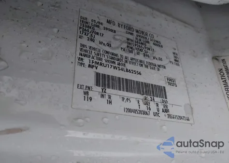 2004 Ford Expedition Eddie Bauer from USA, damaged, VIN 1FMRU17W54LB62556